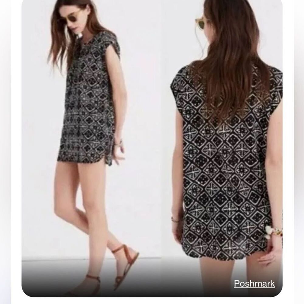 EUC Women's Madewell Lace Up Cover Up‎ Tunic Dress Black  S Feminine OLDSTOCK